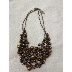 Coldwater Creek Necklace Tiered Layered Brown Bronze Jewelry Costume Fashion 19”
